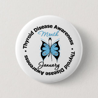 Circular Thyroid Disease Awareness Month Butterfly Pinback Button