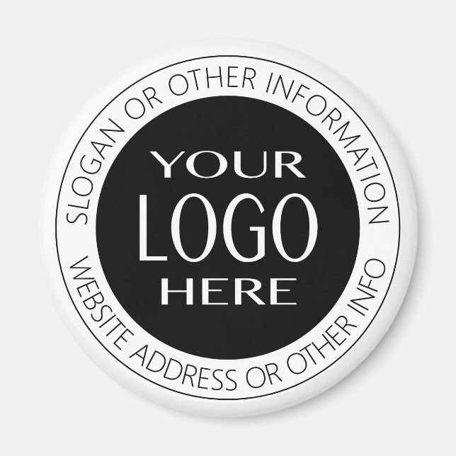 Circular Top & Bottom Text + Your Own Logo Magnet (Front)