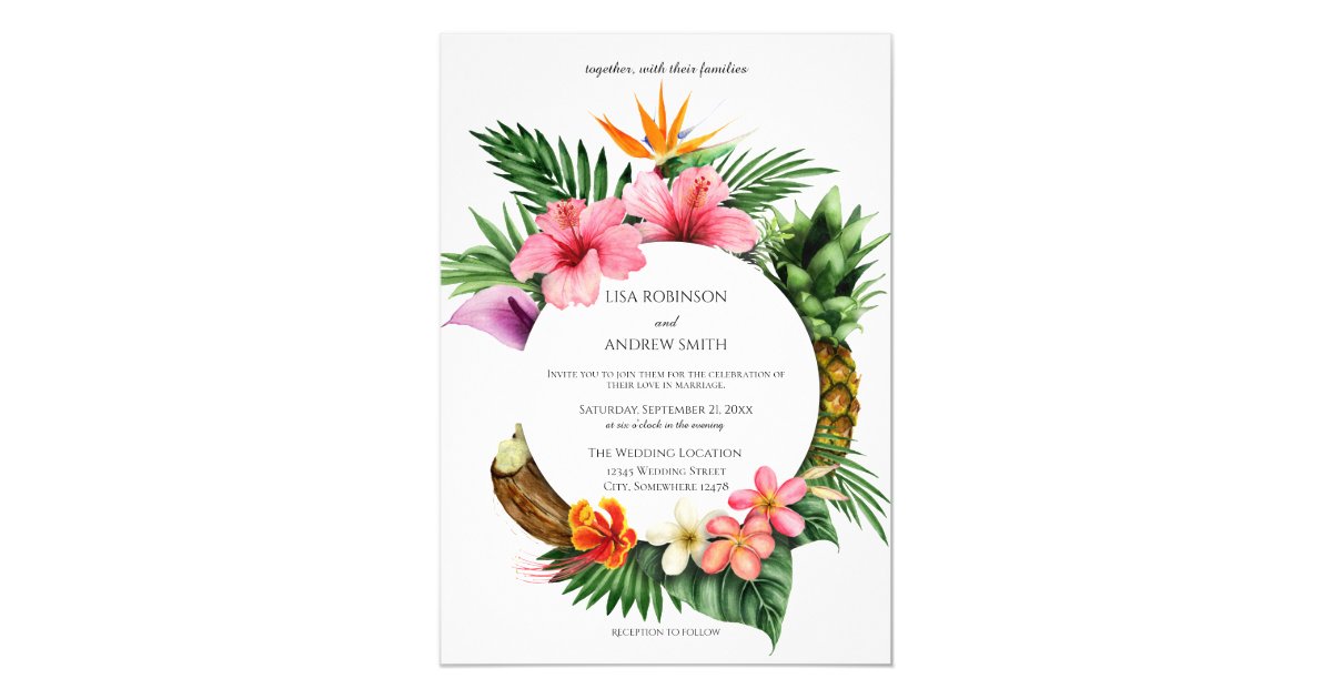 Circular Tropical Hawaiian Floral Coconut Wedding