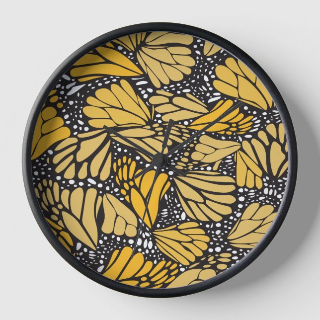 Circular wall clock printed monarch butterfly (Front)