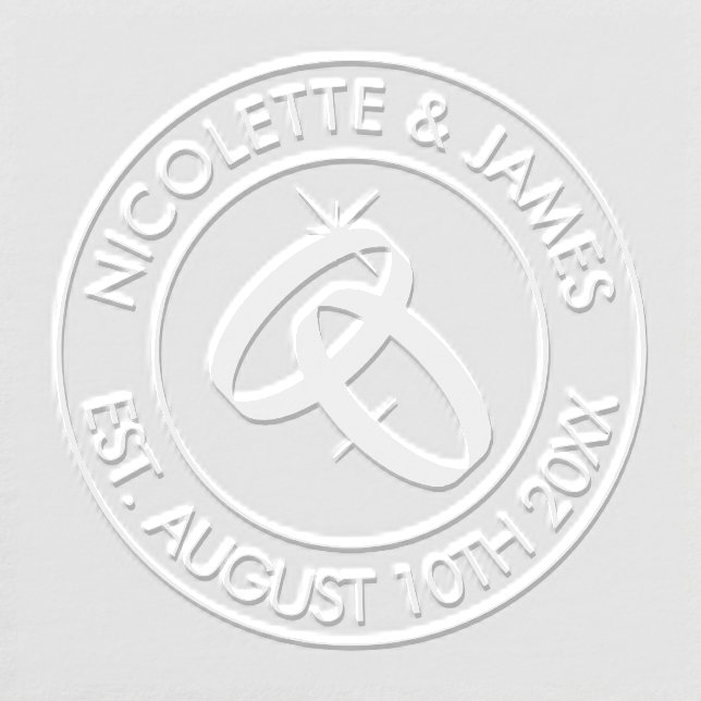 Circular wedding monogram embosser with date (Design)
