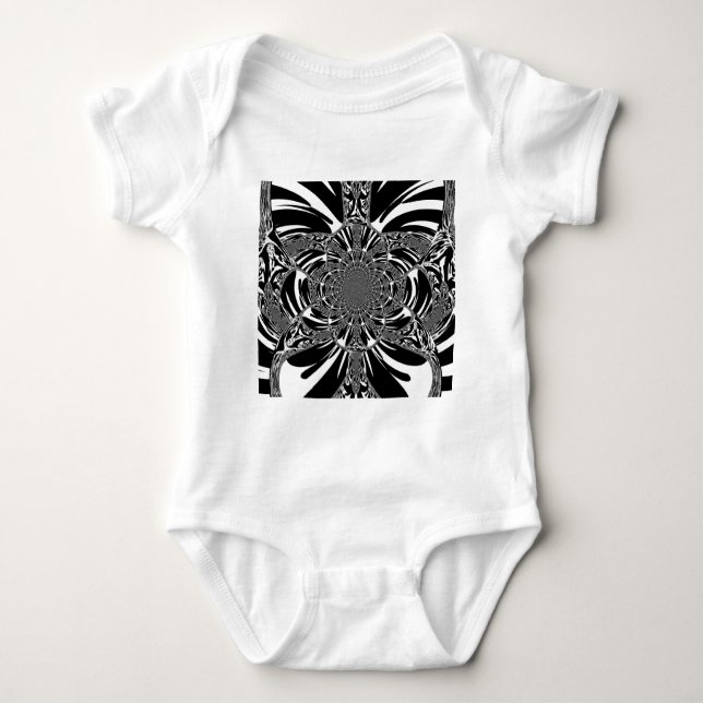 Circular Zebra Kaleidoscope Art Print Baby Bodysuit (Front)