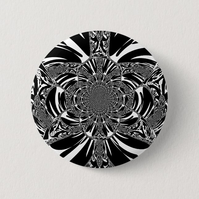 Circular Zebra Kaleidoscope Art Print Button (Front)