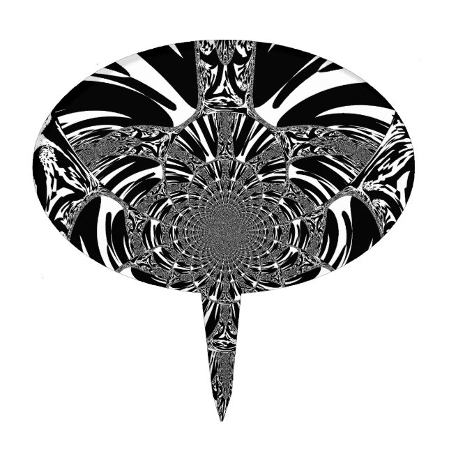 Circular Zebra Kaleidoscope Art Print Cake Topper (Front)