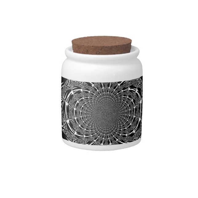 Circular Zebra Kaleidoscope Art Print Candy Jar (Front)