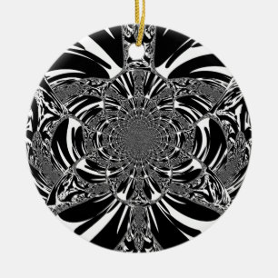 Circular Zebra Kaleidoscope Art Print Ceramic Ornament