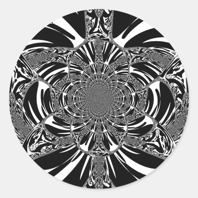 Circular Zebra Kaleidoscope Art Print Classic Round Sticker (Front)