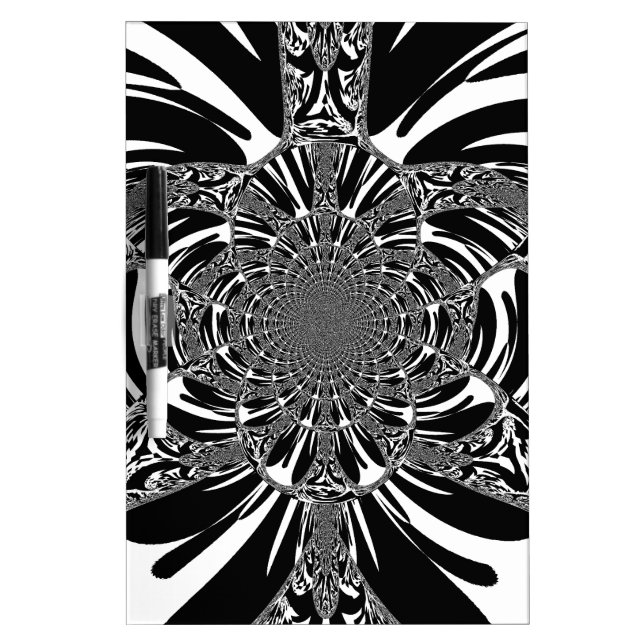 Circular Zebra Kaleidoscope Art Print Dry Erase Board (Front)