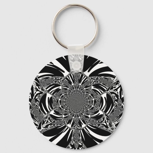 Circular Zebra Kaleidoscope Art Print Keychain (Front)
