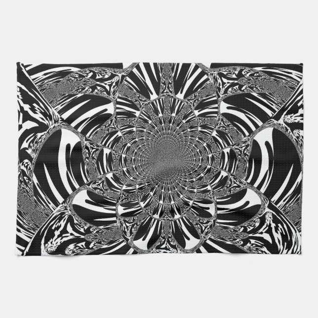 Circular Zebra Kaleidoscope Art Print Kitchen Towel (Horizontal)