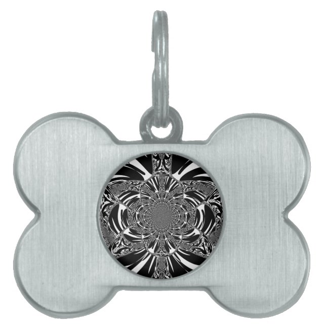 Circular Zebra Kaleidoscope Art Print Pet ID Tag (Front)