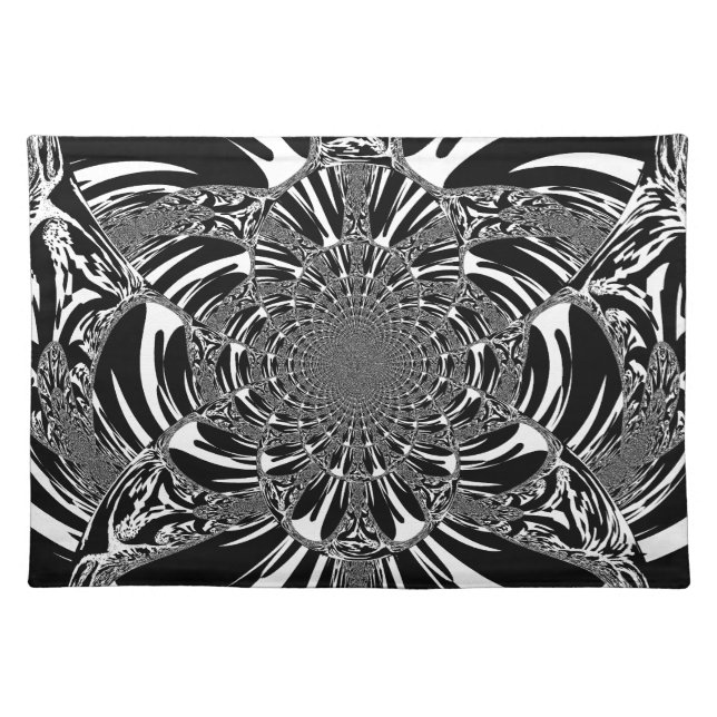 Circular Zebra Kaleidoscope Art Print Placemat (Front)