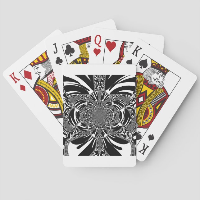 Circular Zebra Kaleidoscope Art Print Poker Cards (Back)
