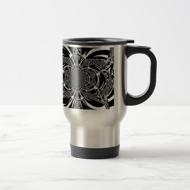 Circular Zebra Kaleidoscope Art Print Travel Mug (Right)