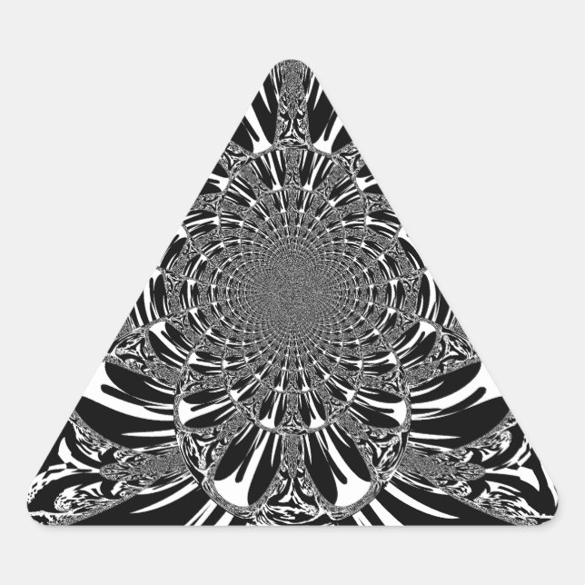 Circular Zebra Kaleidoscope Art Print Triangle Sticker (Front)