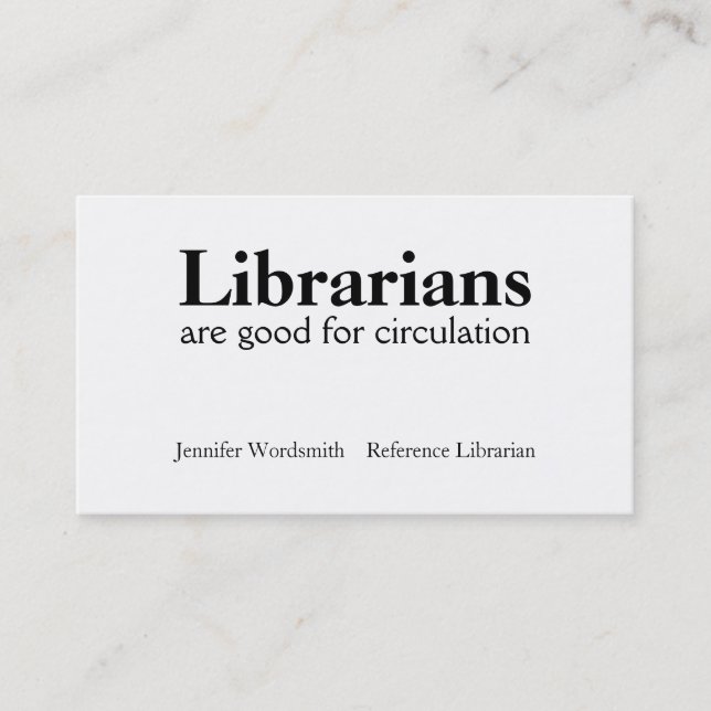 Circulation Pun Librarian Business Cards Customize (Front)