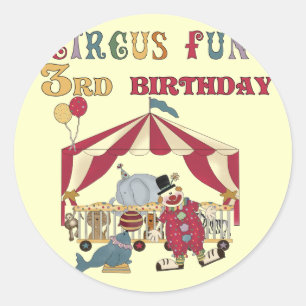 Circus 3rd Birthday Tshirts and Gifts Classic Round Sticker
