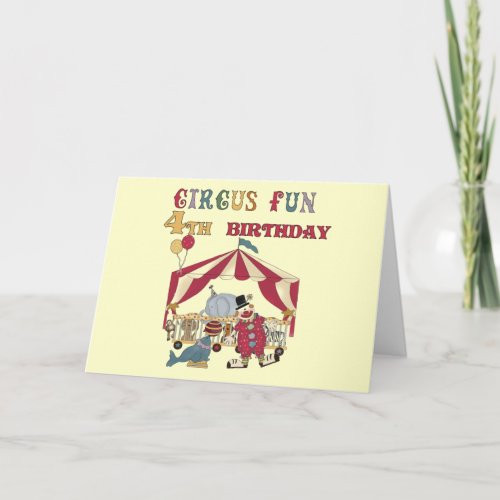 Circus 4th Birthday Tshirts and Gifts Card
