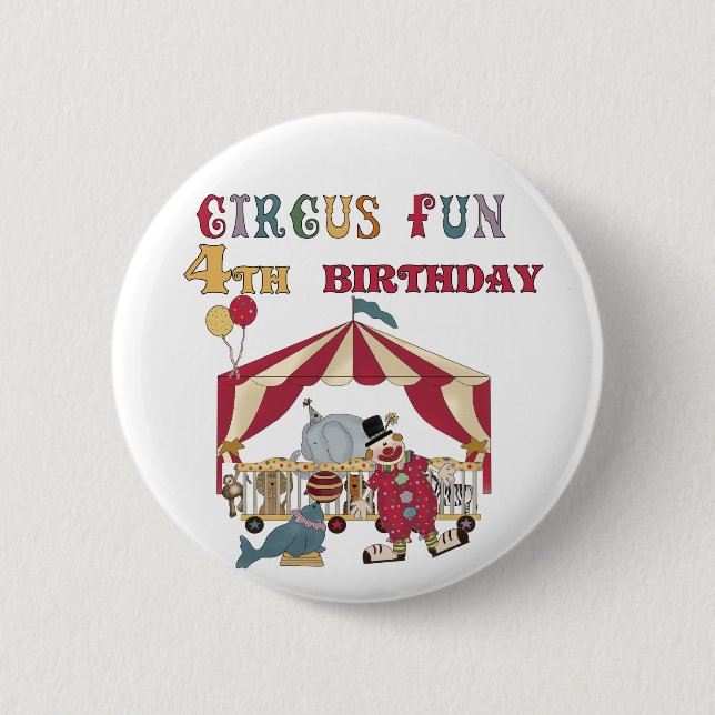Circus 4th Birthday Tshirts and Gifts Pinback Button (Front)