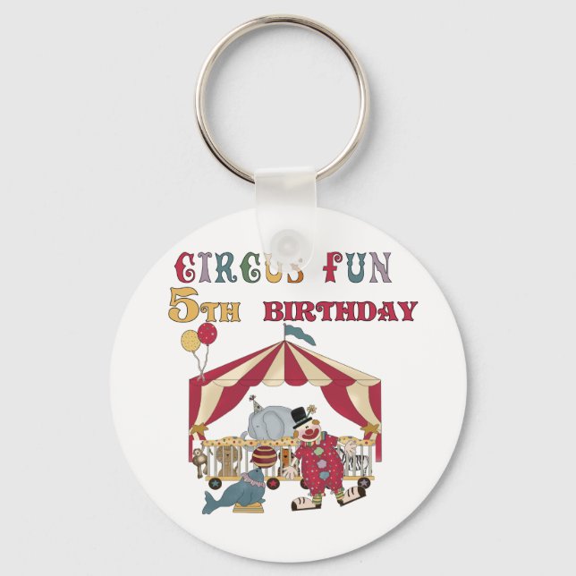 Circus 5th Birthday tshirts and Gifts Keychain (Front)