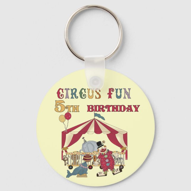Circus 5th Birthday tshirts and Gifts Keychain (Front)