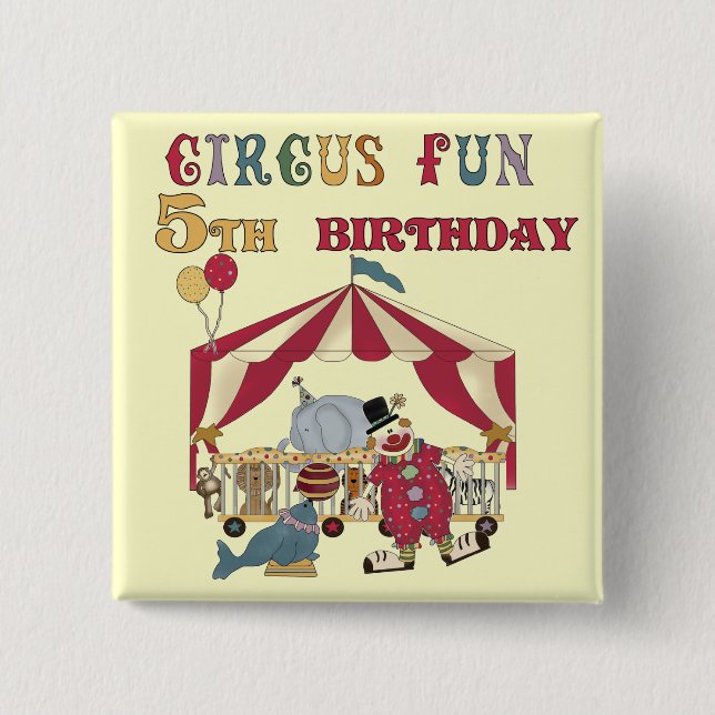 Circus 5th Birthday tshirts and Gifts Pinback Button (Front)