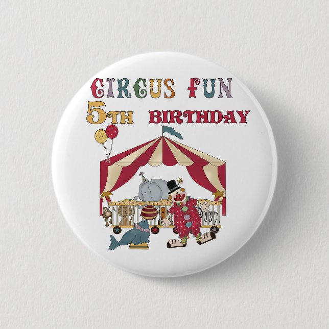 Circus 5th Birthday tshirts and Gifts Pinback Button (Front)