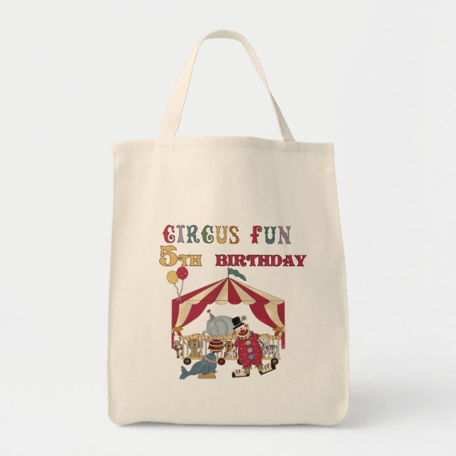 Circus 5th Birthday tshirts and Gifts Tote Bag (Front)
