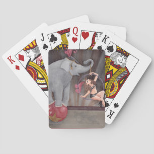 Circus Acrobat Elephant Playing Cards Watercolor