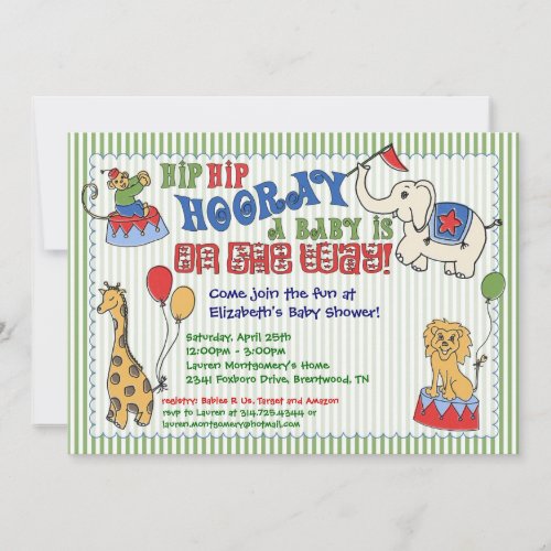 Circus Animal Baby Shower Invitation _ Green