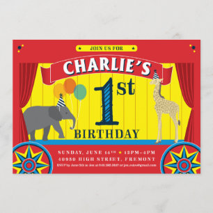 Circus Animal Birthday Invitation
