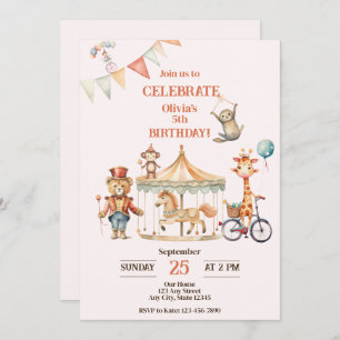 Circus Animal Birthday Invitation