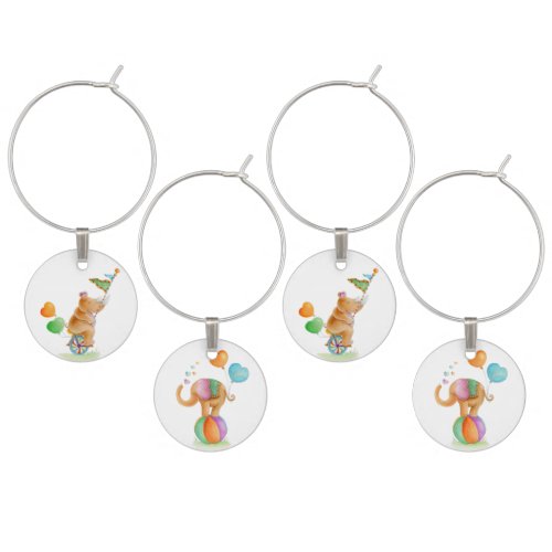 Circus animal elephant and rhino art charms