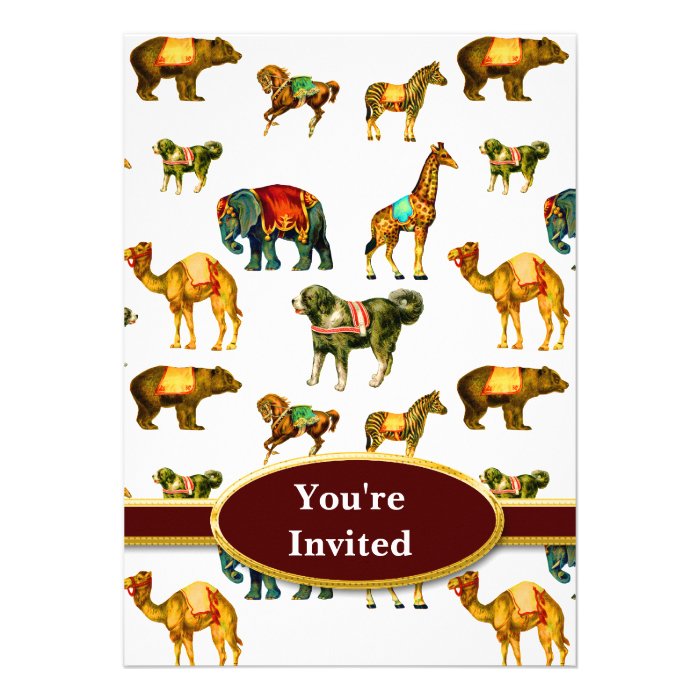 Circus Animal Fun Monogram Invites