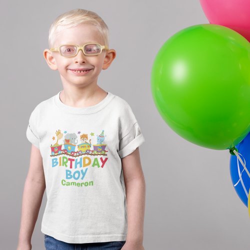 Circus Animal Train Cute Custom Birthday Boy Toddler T_shirt