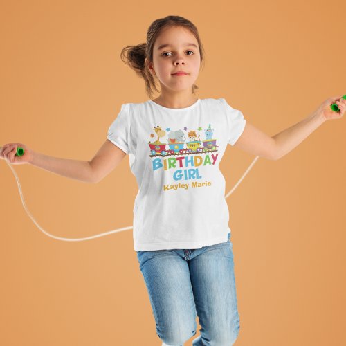 Circus Animal Train Cute Custom Birthday Girl T_Shirt