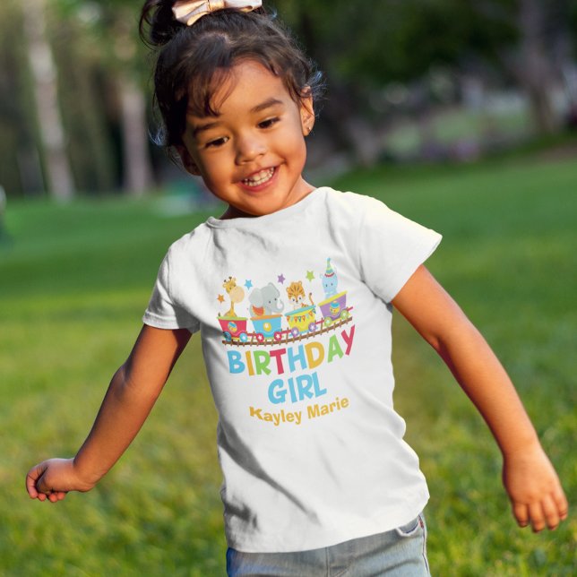 Circus Animal Train Cute Custom Birthday Girl Toddler T-shirt (Creator Uploaded)