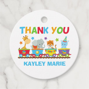 Circus Animal Train Cute Custom Birthday Party Favor Tags