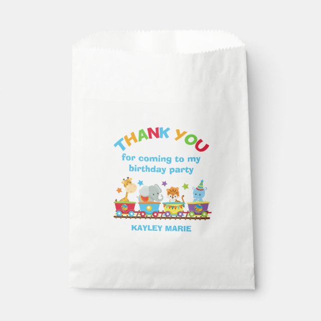Circus Animal Train Cute Kids Birthday Party Favor Bag (Front)