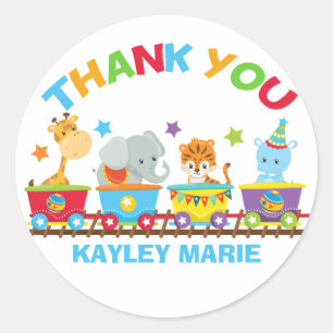 Circus Animal Train Cute Kids Party Thank You Classic Round Sticker