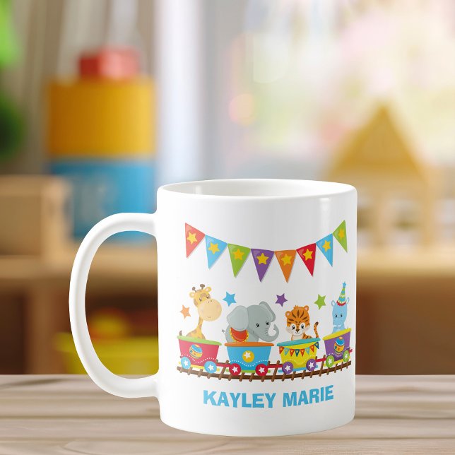 Circus Animal Train Cute Personalized Kids Coffee Mug (Creator Uploaded)