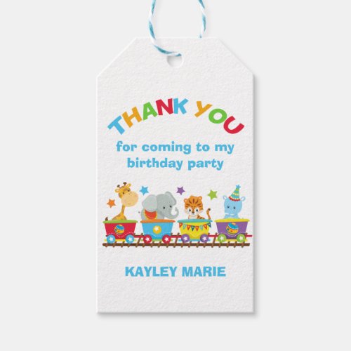 Circus Animal Train Kids Birthday Party Thank You Gift Tags