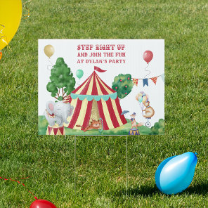 Circus Animals and Big Top Kids Birthday Party Sign