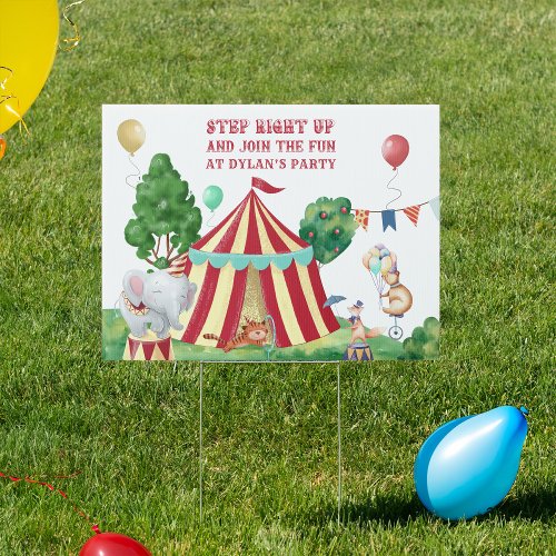 Circus Animals and Big Top Kids Birthday Party Sign