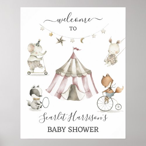 Circus Animals Baby Shower Wecome Sign