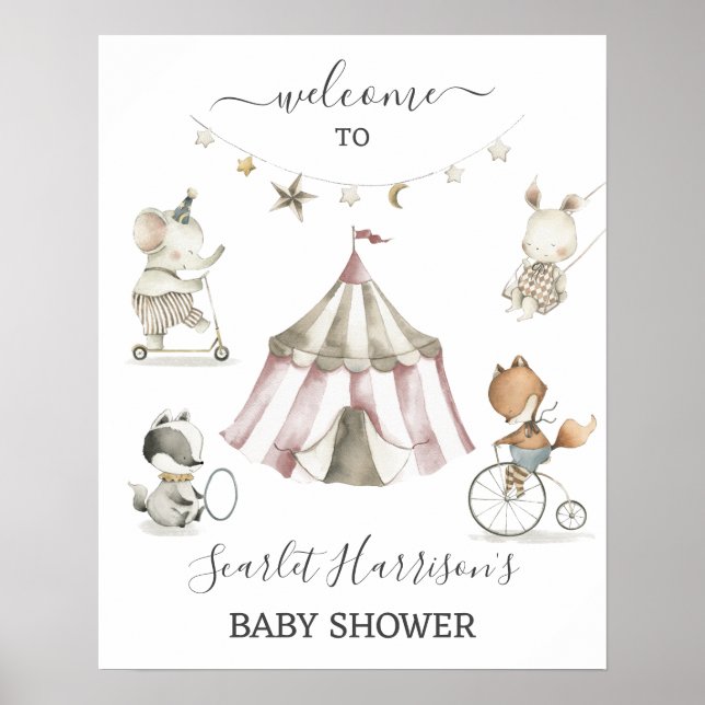 Circus Animals Baby Shower Wecome Sign (Front)