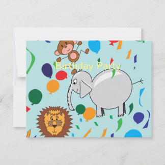 Circus Animals Birthday Invitation 