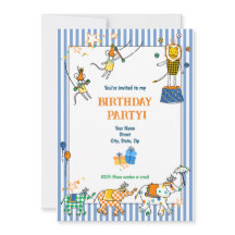 Circus Animals Birthday Invitations