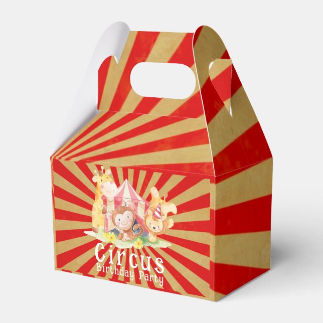 Circus Animals Birthday Party Favor Boxes (Front Side)