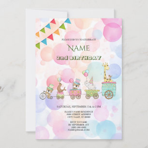 Circus Animals Birthday Party Invitation